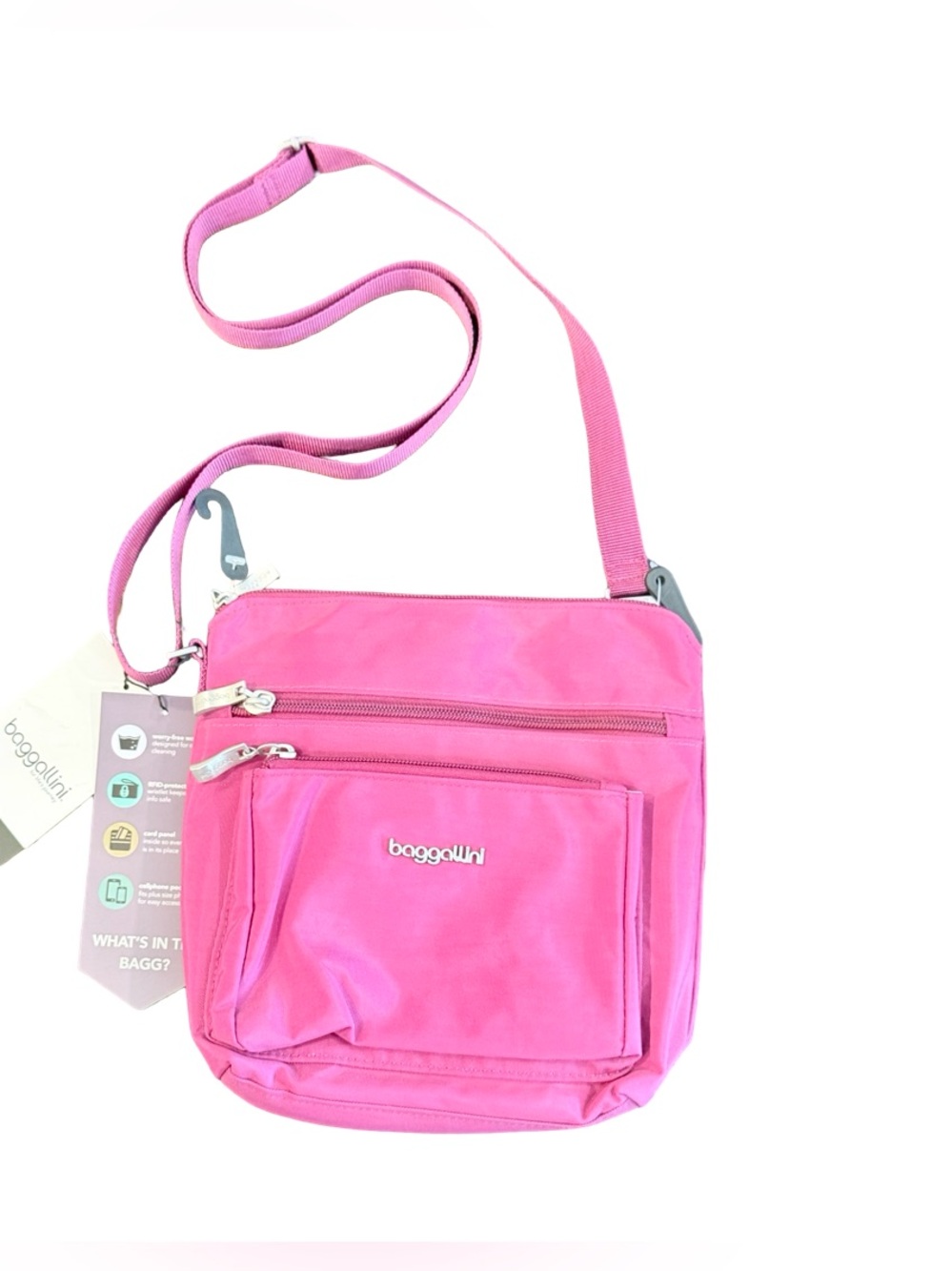 Baggallini Pink Crossbody Bag - Lightweight Everyday Shoulder Bag